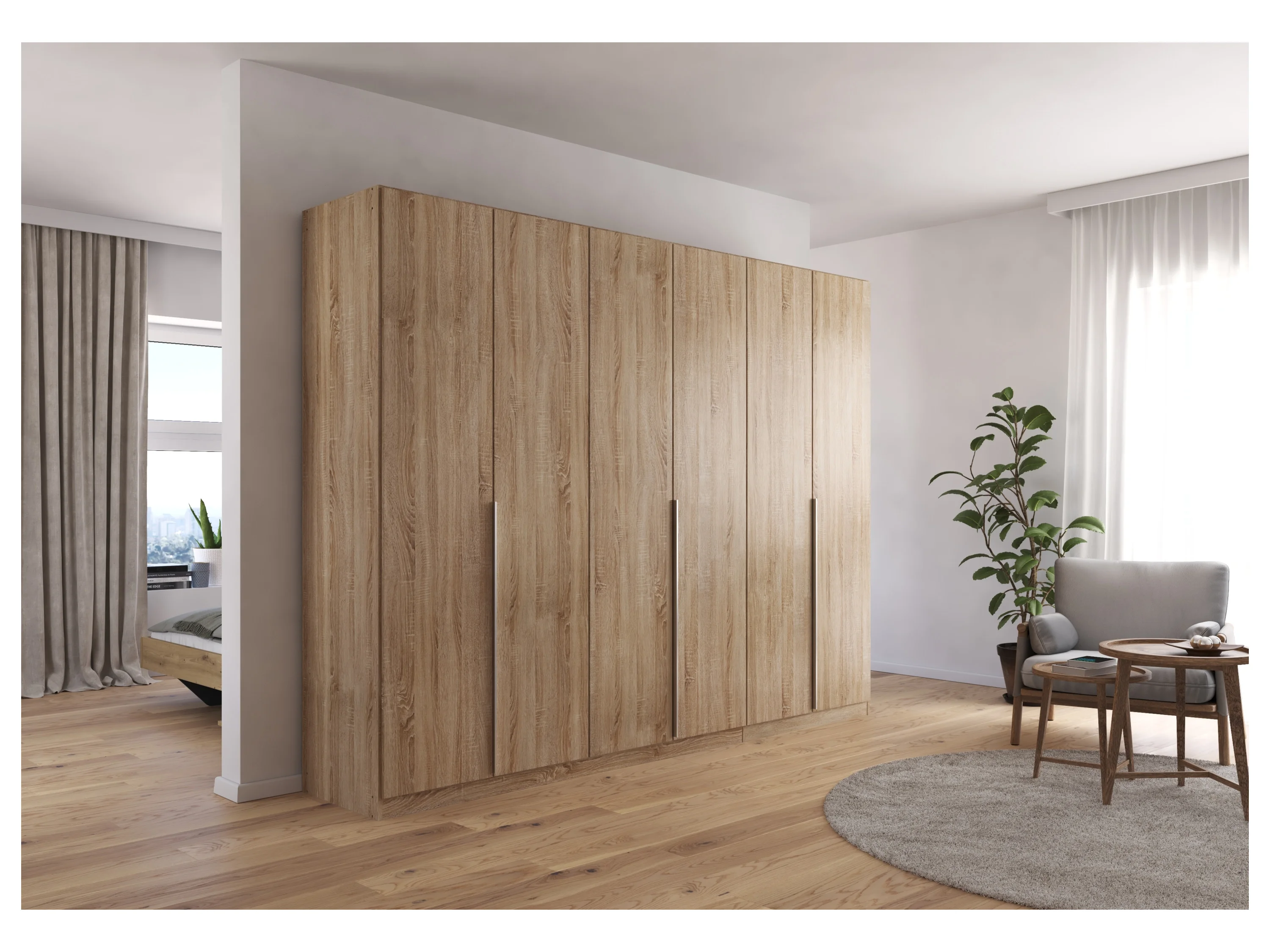 RAUCH ORANGE Drehtürenschrank Alabama (Basic-Zubehör, Eiche Sonoma, Griffe Alufarben, 271 x 210 cm) – Bild 2 von 4