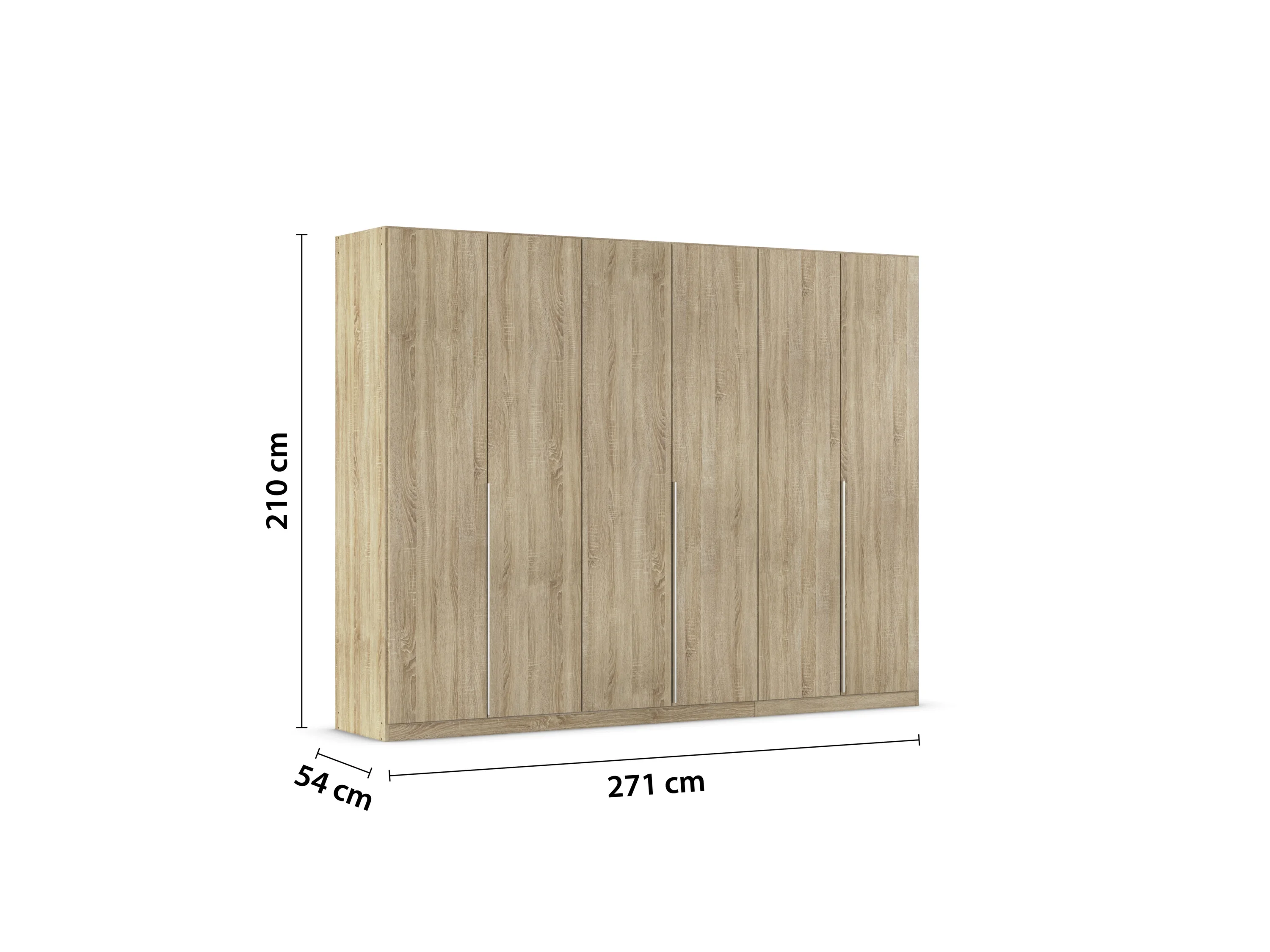 RAUCH ORANGE Drehtürenschrank Alabama (Basic-Zubehör, Eiche Sonoma, Griffe Alufarben, 271 x 210 cm) – Bild 4 von 4