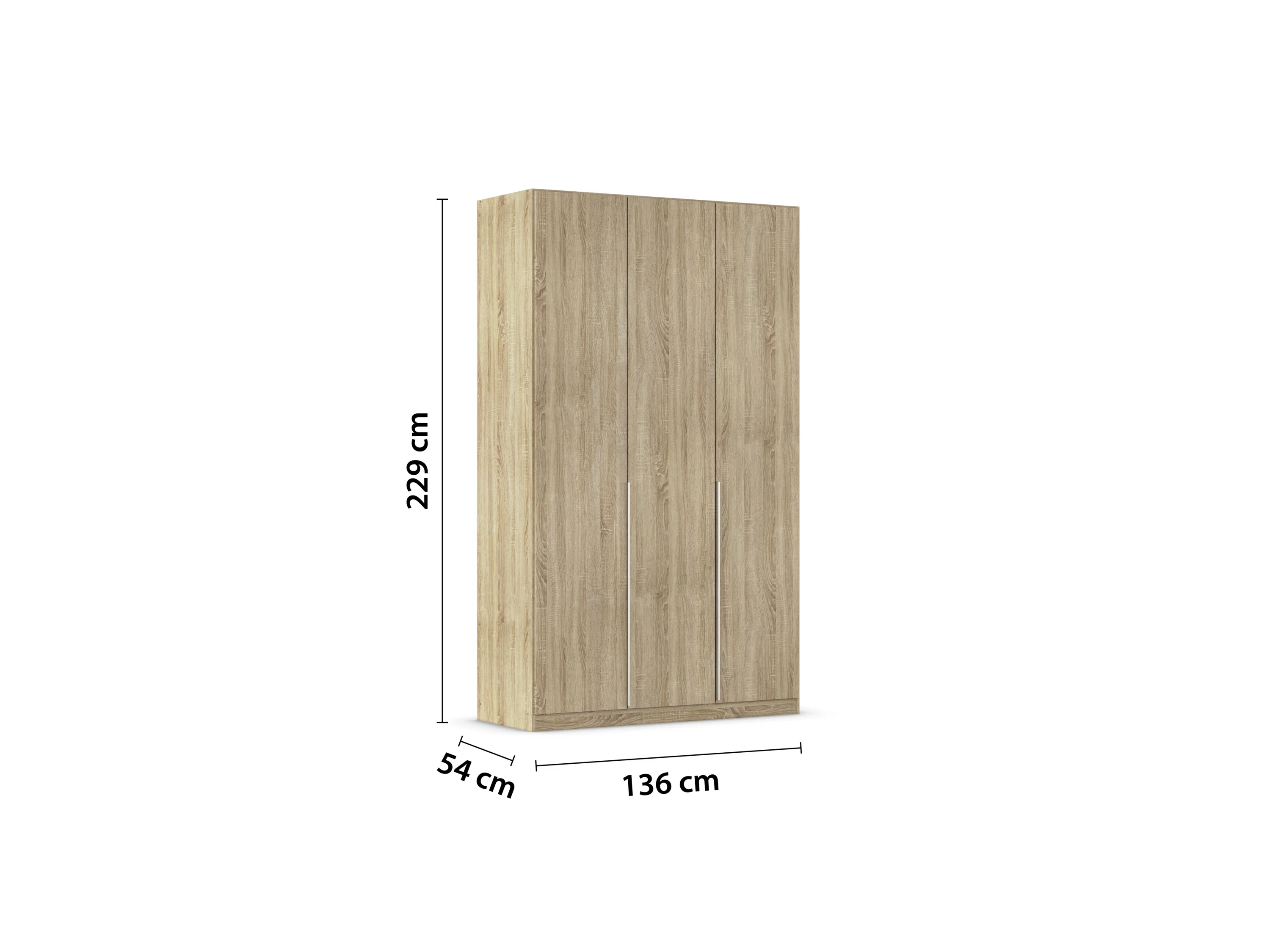 RAUCH ORANGE Drehtürenschrank Alabama (Basic-Zubehör, Eiche Sonoma, Griffe Alufarben, 136 x 229 cm) – Bild 4 von 4