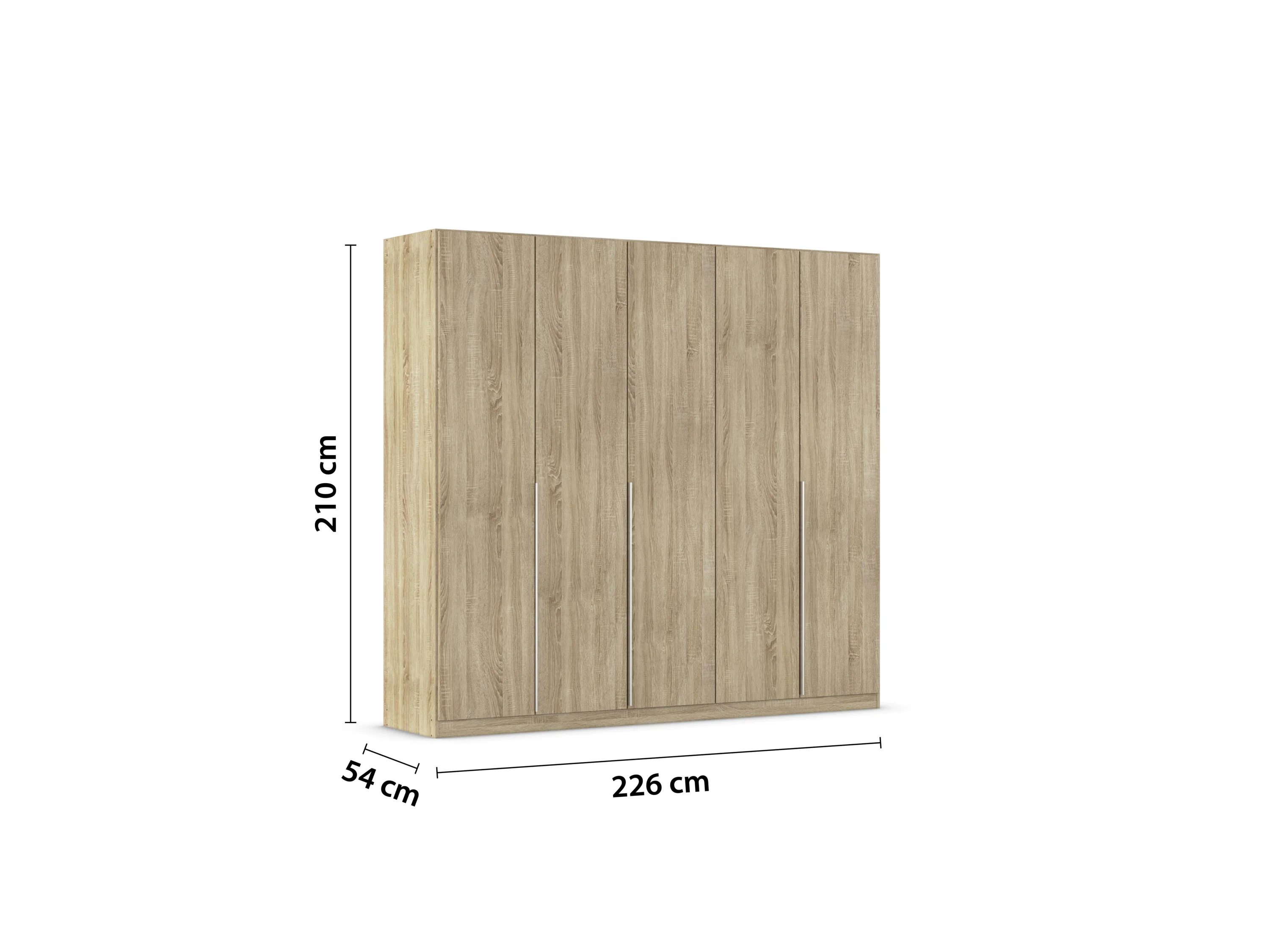 RAUCH ORANGE Drehtürenschrank Alabama (Basic-Zubehör, Eiche Sonoma, Griffe Alufarben, 226 x 210 cm) – Bild 4 von 4