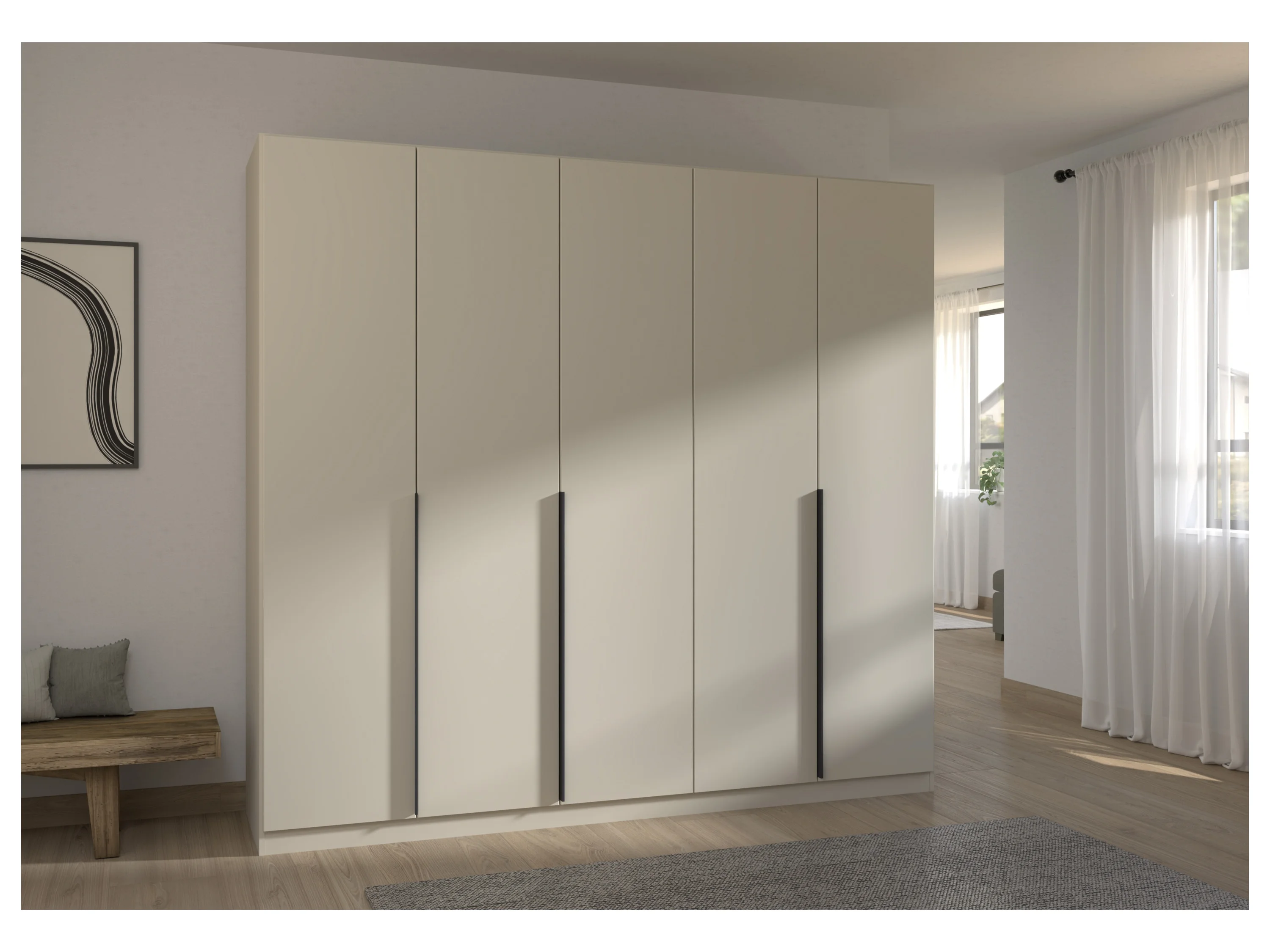 RAUCH ORANGE Drehtürenschrank Alabama (Basic-Zubehör, Beige-Champagner, Griffe Grau, 226 x 210 cm) – Bild 2 von 4