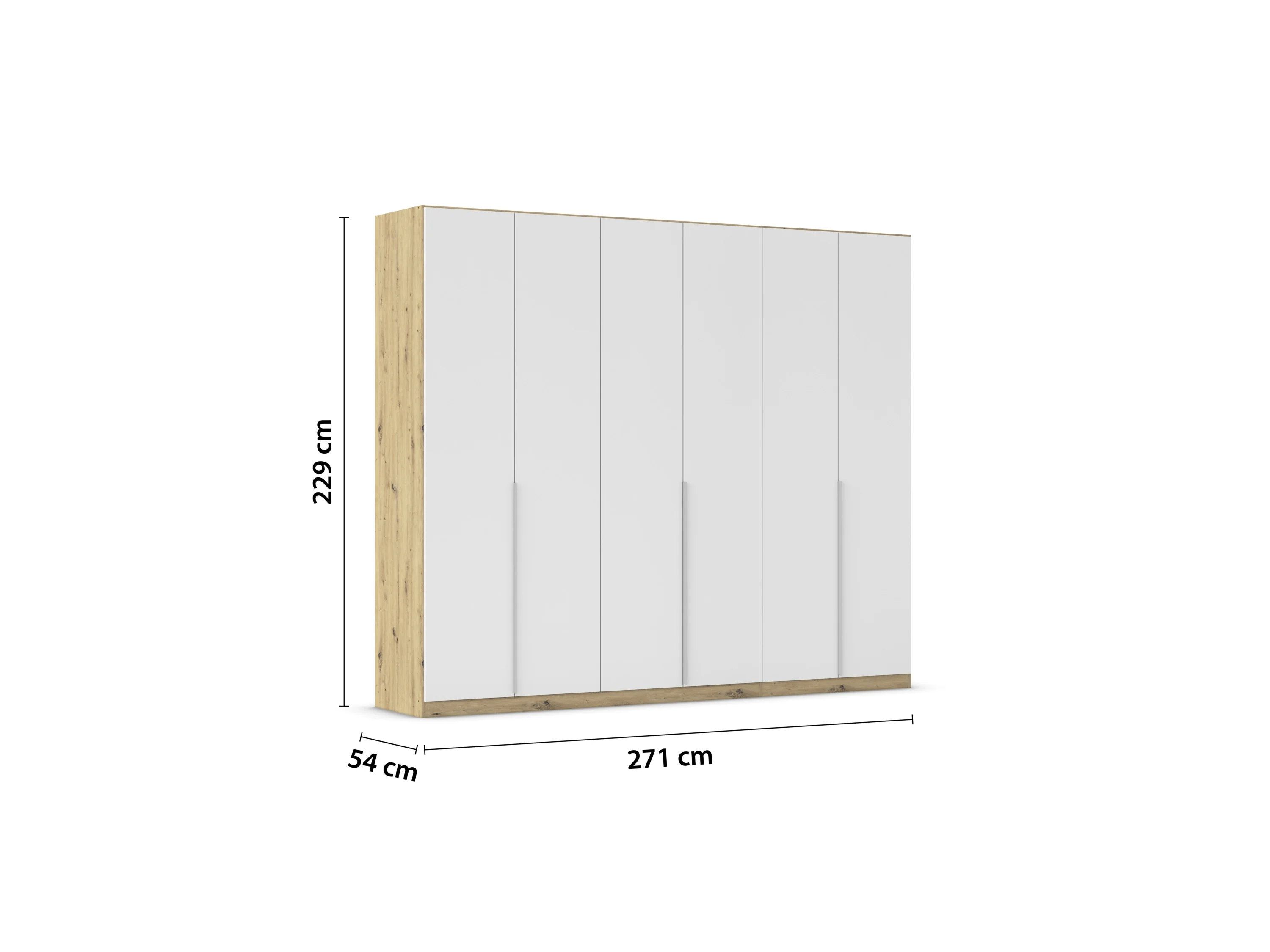 RAUCH ORANGE Drehtürenschrank Alabama (Basic-Zubehör, Weiß/Eiche Artisan, Griffe Alu, 271 x 229 cm) – Bild 4 von 4