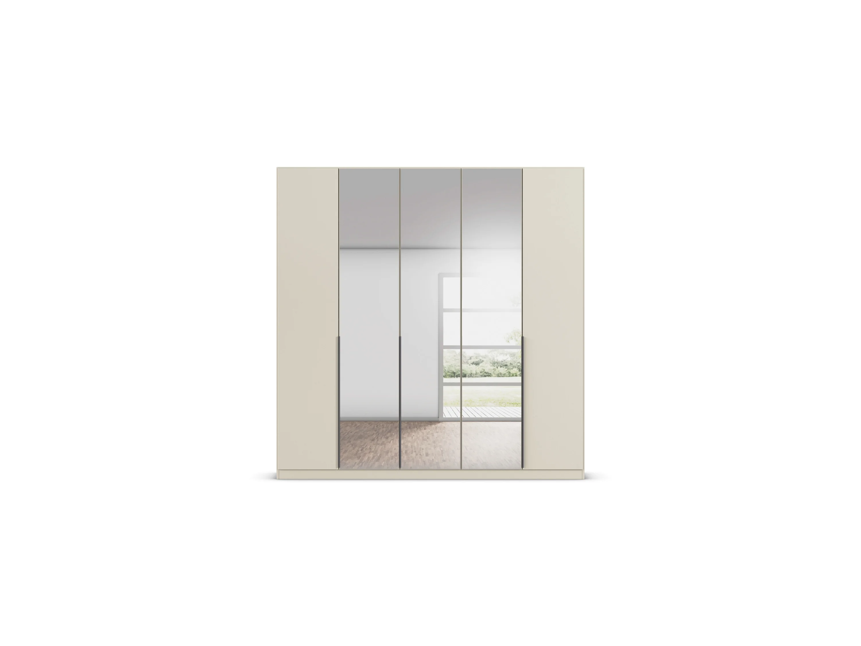 RAUCH ORANGE Drehtürenschrank Alabama mit Spiegel (Basic-Zubehör, Beige-Champagner, Griffe Grau, 226 x 210 cm) – Bild 4 von 4