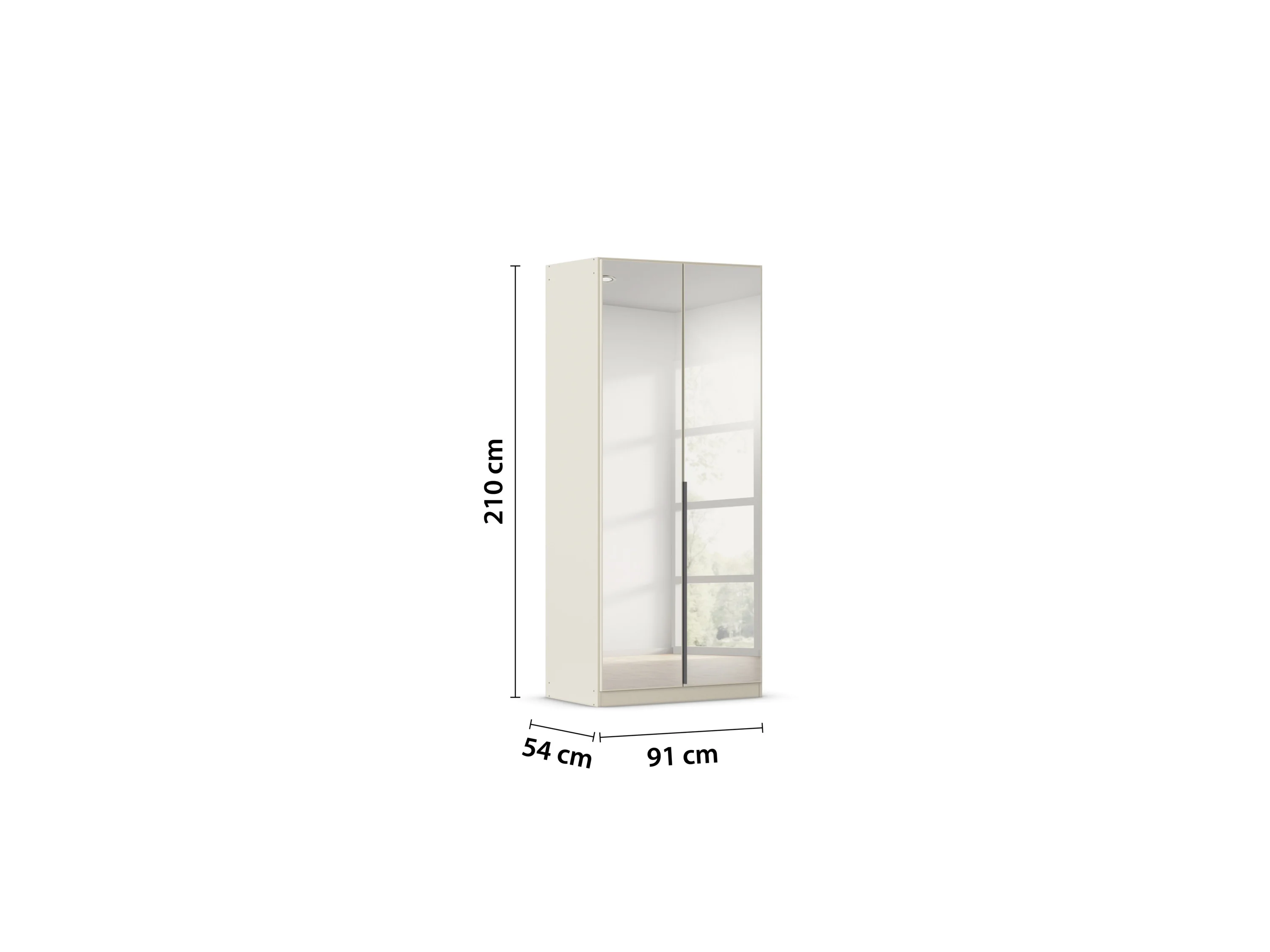 RAUCH ORANGE Drehtürenschrank Alabama mit Spiegel (Basic-Zubehör, Beige-Champagner, Griffe Grau, 91 x 210 cm) – Bild 3 von 4
