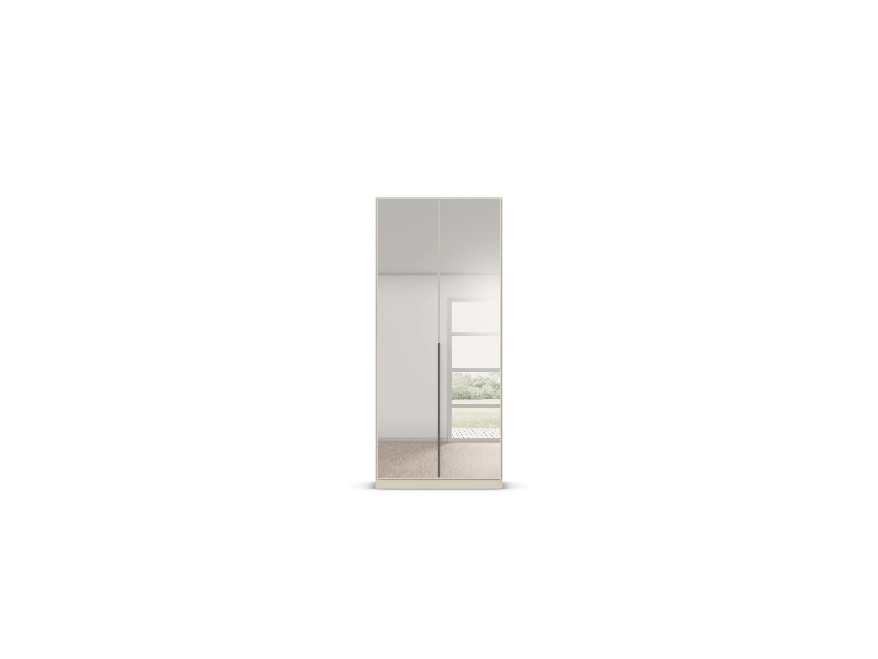 RAUCH ORANGE Drehtürenschrank Alabama mit Spiegel (Basic-Zubehör, Beige-Champagner, Griffe Grau, 91 x 210 cm) – Bild 4 von 4