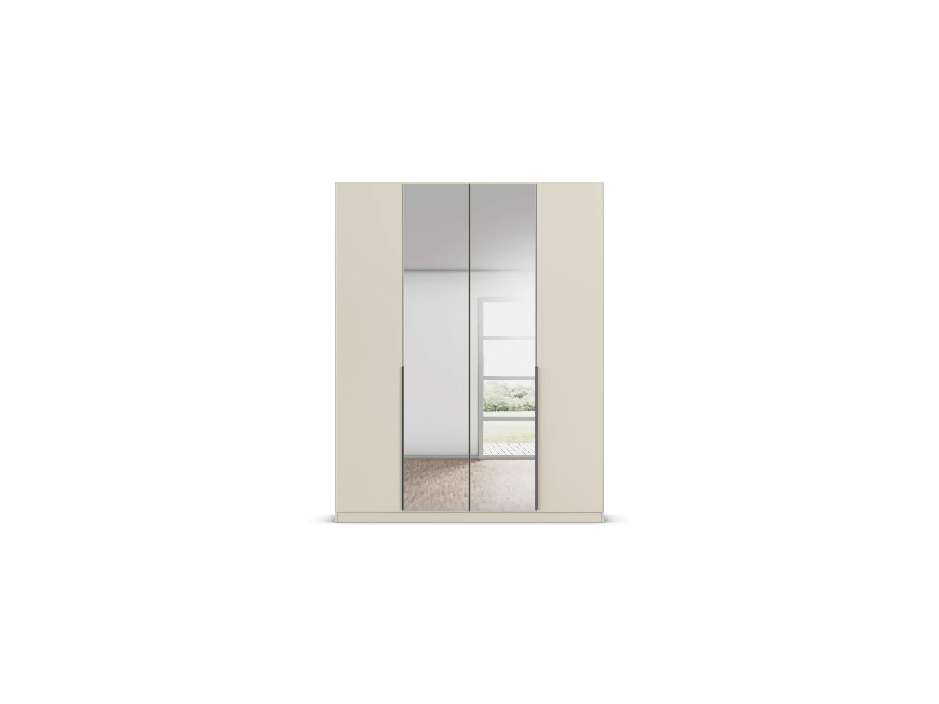 RAUCH ORANGE Drehtürenschrank Alabama mit Spiegel (Basic-Zubehör, Beige-Champagner, Griffe Grau, 181 x 229 cm) – Bild 4 von 4