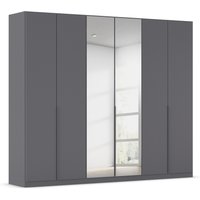 RAUCH ORANGE Drehtürenschrank Alabama mit Spiegel (Basic-Zubehör, Graumetallic, Griffe Grau, 271 x 210 cm)