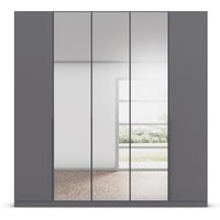 RAUCH ORANGE Drehtürenschrank Alabama mit Spiegel (Basic-Zubehör, Graumetallic, Griffe Grau, 226 x 210 cm)