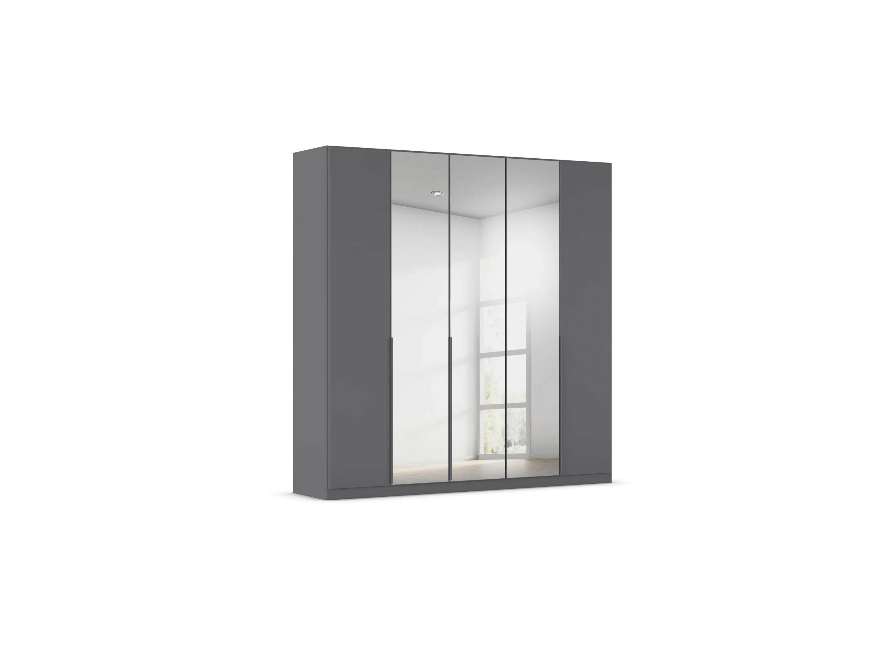 RAUCH ORANGE Drehtürenschrank Alabama mit Spiegel (Basic-Zubehör, Graumetallic, Griffe Grau, 226 x 210 cm) – Bild 4 von 4