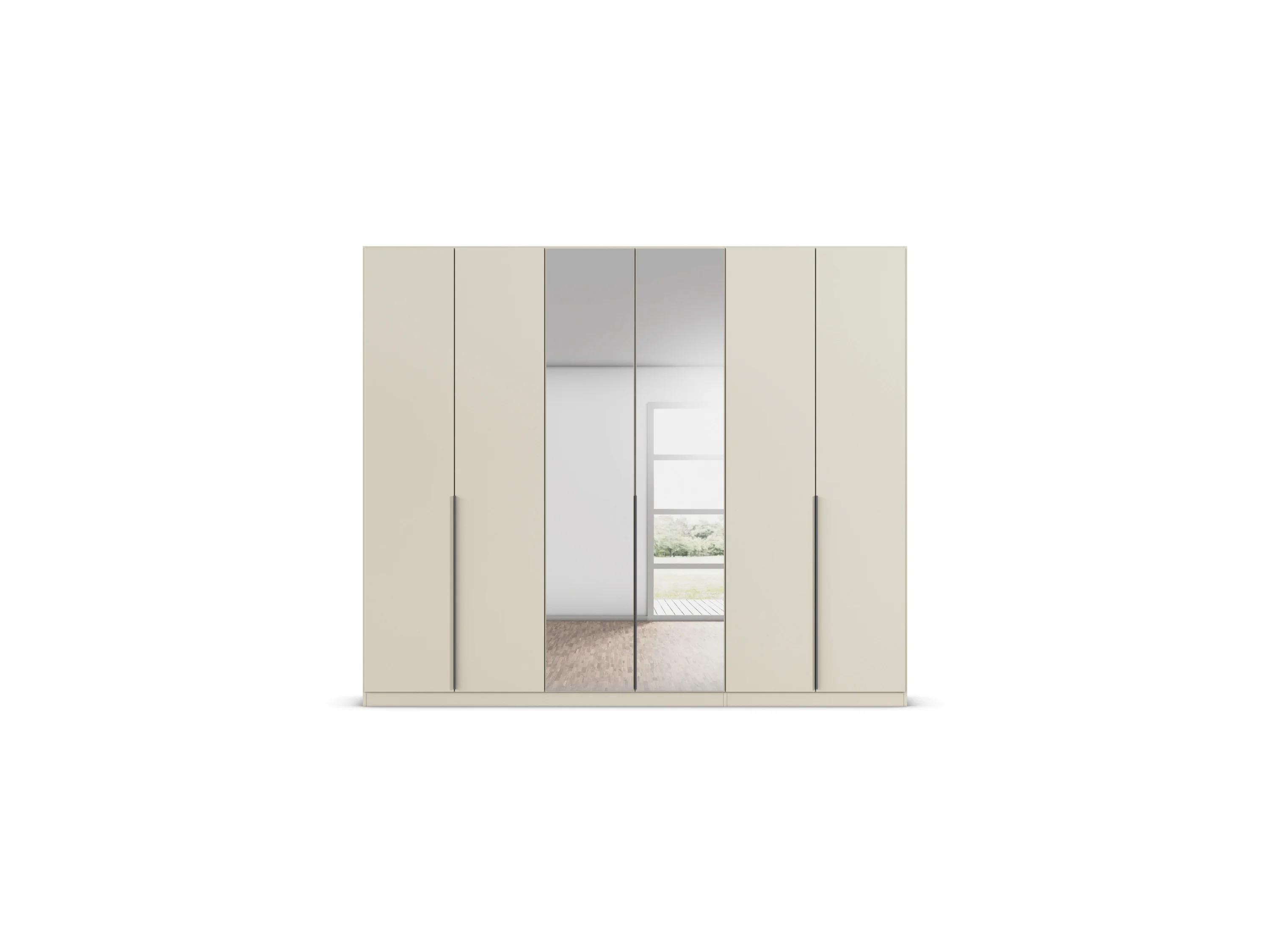 RAUCH ORANGE Drehtürenschrank Alabama mit Spiegel (Basic-Zubehör, Beige-Champagner, Griffe Grau, 271 x 229 cm) – Bild 4 von 4