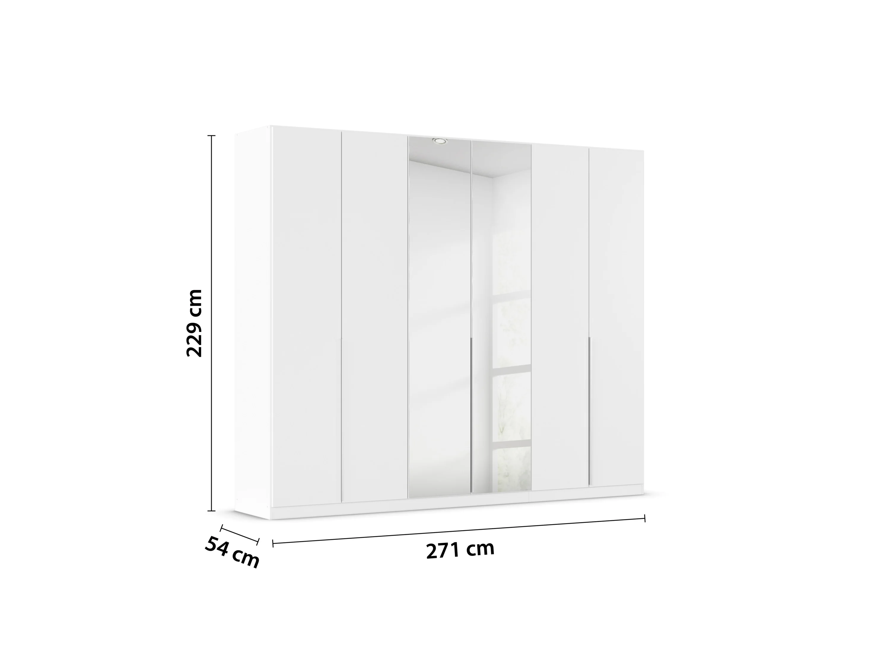 RAUCH ORANGE Drehtürenschrank Alabama mit Spiegel (Basic-Zubehör, Weiß, Griffe Alufarben, 271 x 229 cm) – Bild 3 von 4