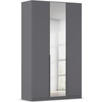 RAUCH ORANGE Drehtürenschrank Alabama mit Spiegel (Basic-Zubehör, Graumetallic, Griffe Grau, 136 x 229 cm)