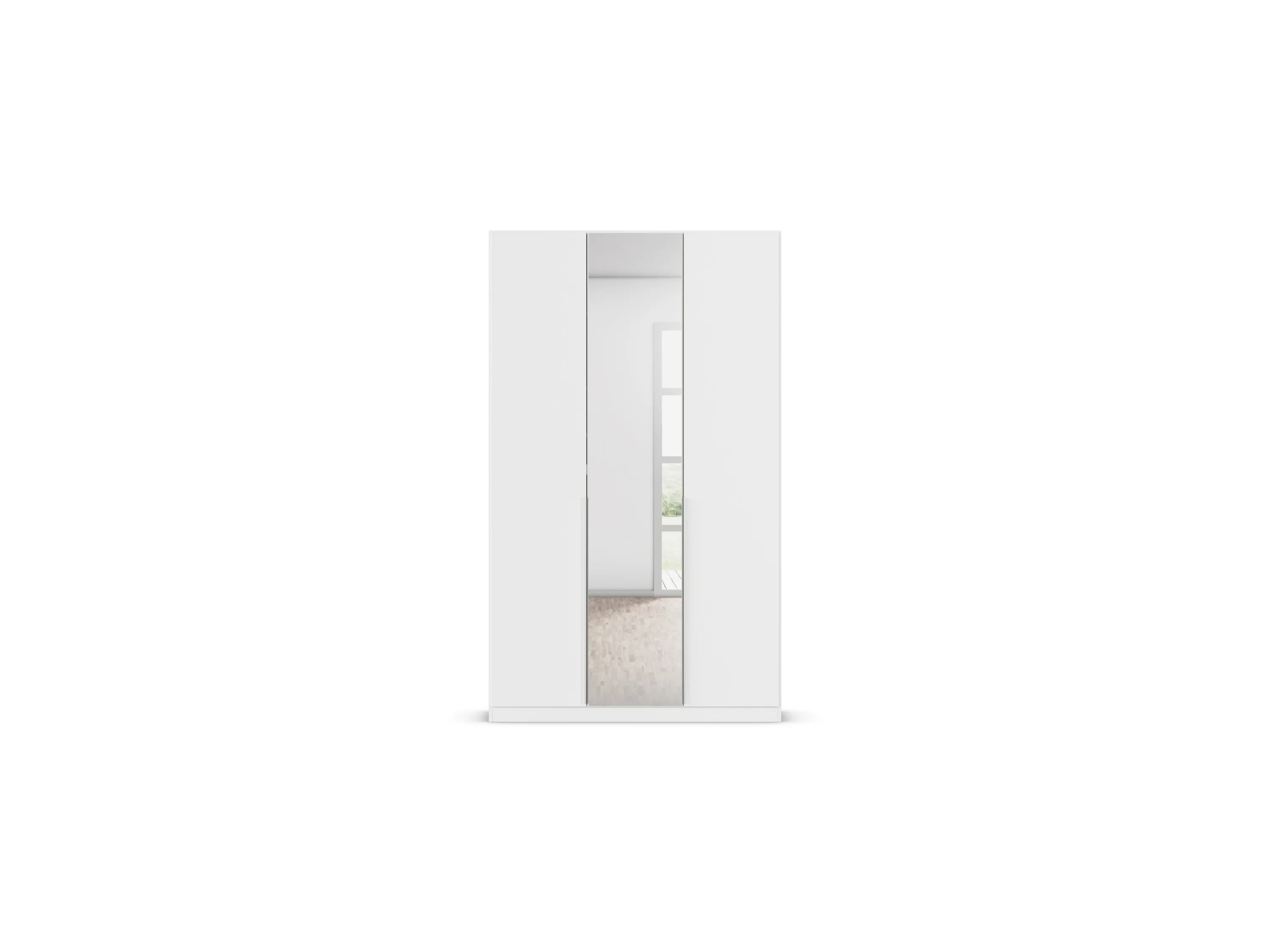 RAUCH ORANGE Drehtürenschrank Alabama mit Spiegel (Basic-Zubehör, Weiß, Griffe Alufarben, 136 x 229 cm) – Bild 4 von 4