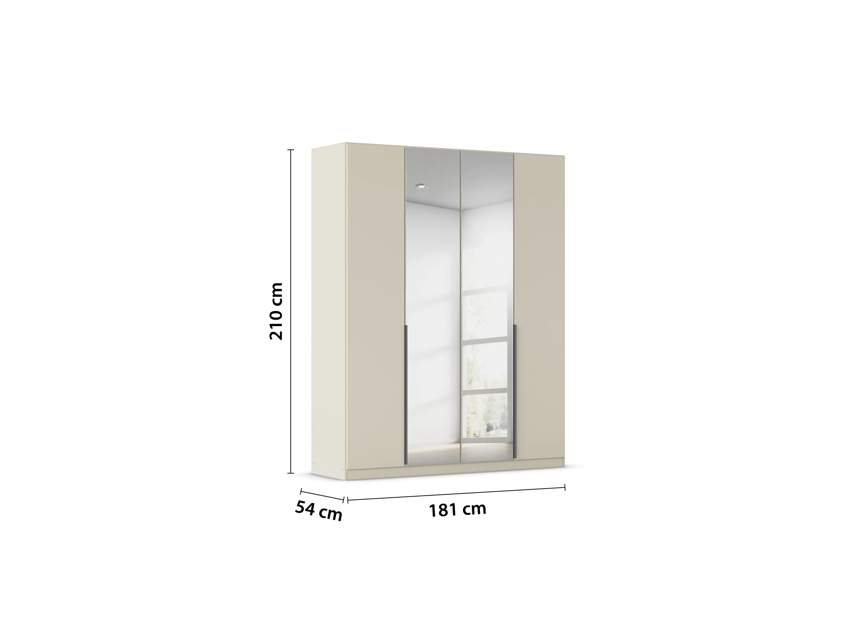 RAUCH ORANGE Drehtürenschrank Alabama mit Spiegel (Basic-Zubehör, Beige-Champagner, Griffe Grau, 181 x 210 cm) – Bild 3 von 4