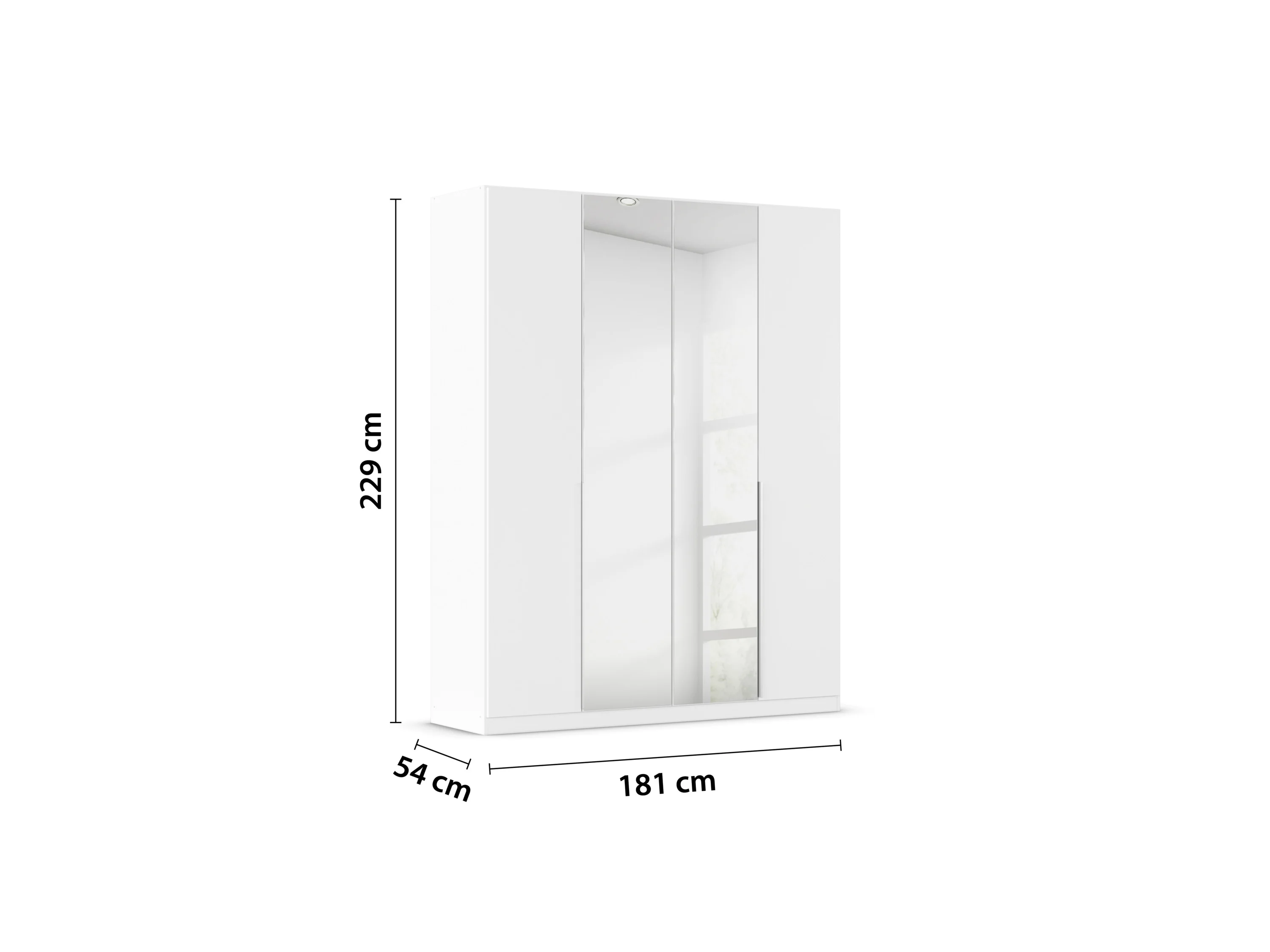 RAUCH ORANGE Drehtürenschrank Alabama mit Spiegel (Basic-Zubehör, Weiß, Griffe Alufarben, 181 x 229 cm) – Bild 4 von 4