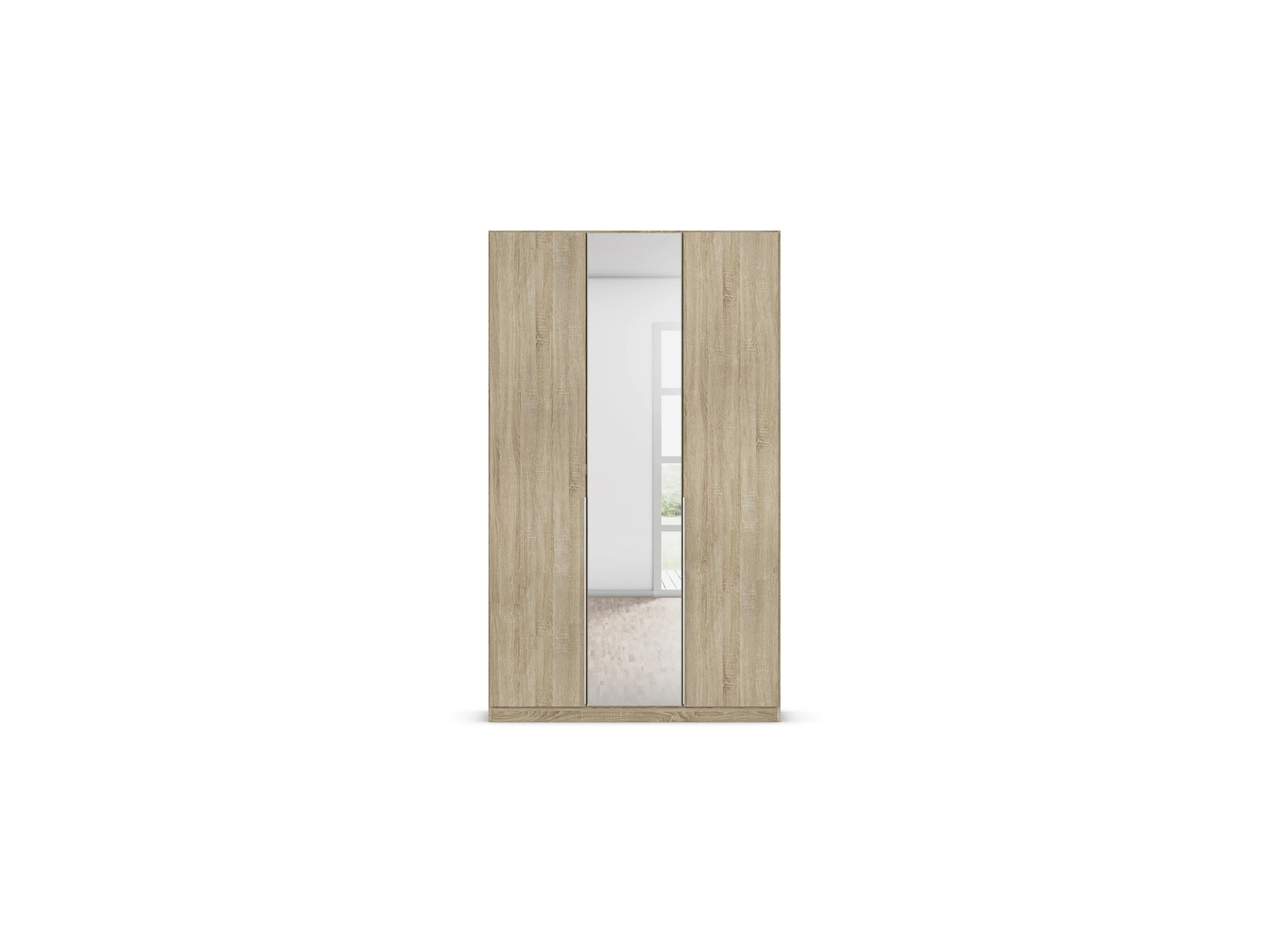 RAUCH ORANGE Drehtürenschrank Alabama mit Spiegel (Basic-Zubehör, Eiche Sonoma, Griffe Alufarben, 136 x 229 cm) – Bild 4 von 4