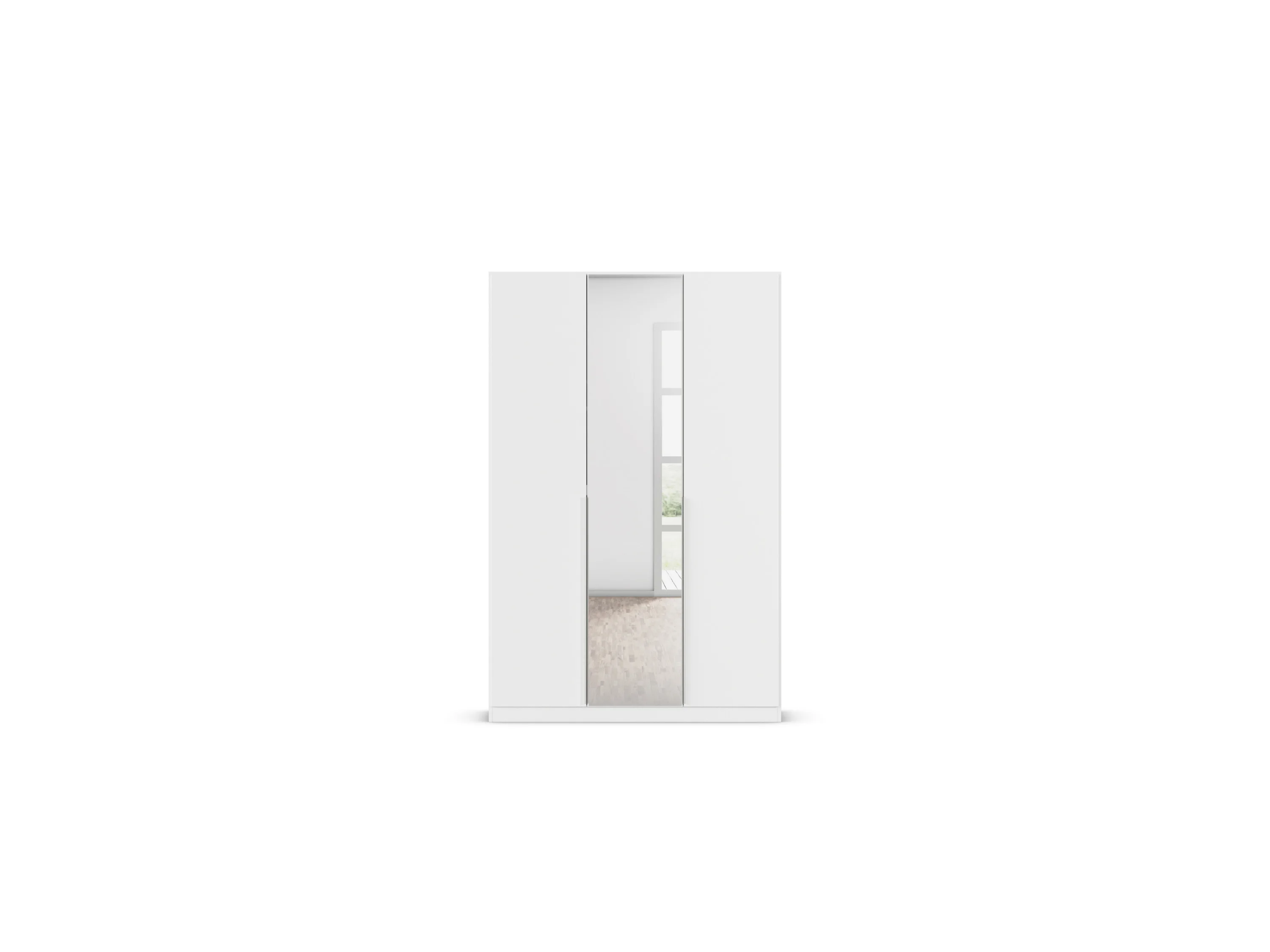 RAUCH ORANGE Drehtürenschrank Alabama mit Spiegel (Basic-Zubehör, Weiß, Griffe Alufarben, 136 x 210 cm) – Bild 3 von 4