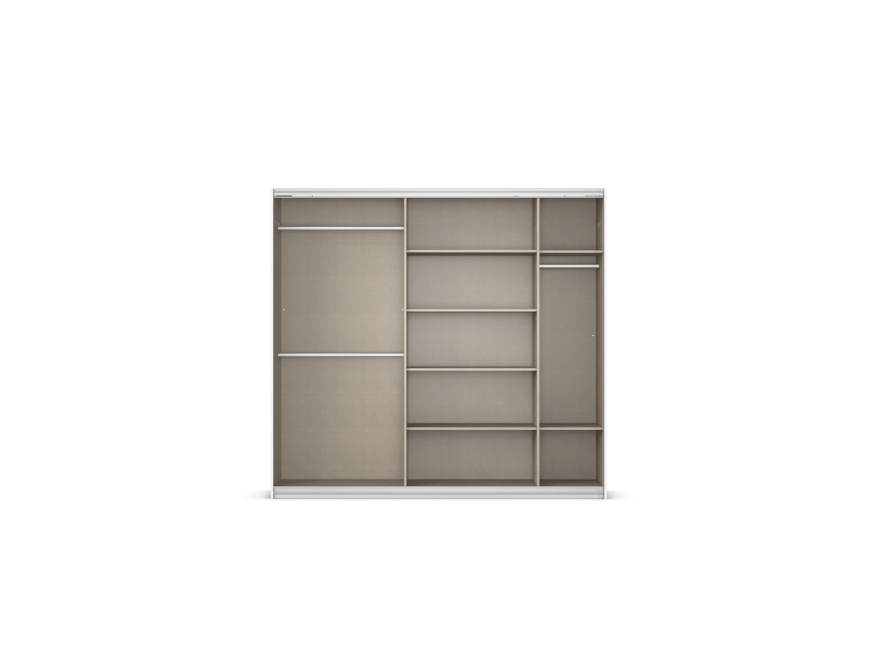 RAUCH ORANGE Quadra Schwebetürenschrank mit Spiegelelementen (Classic-Zubehör, Korpus Weiß, 226 x 210 cm) – Bild 3 von 4