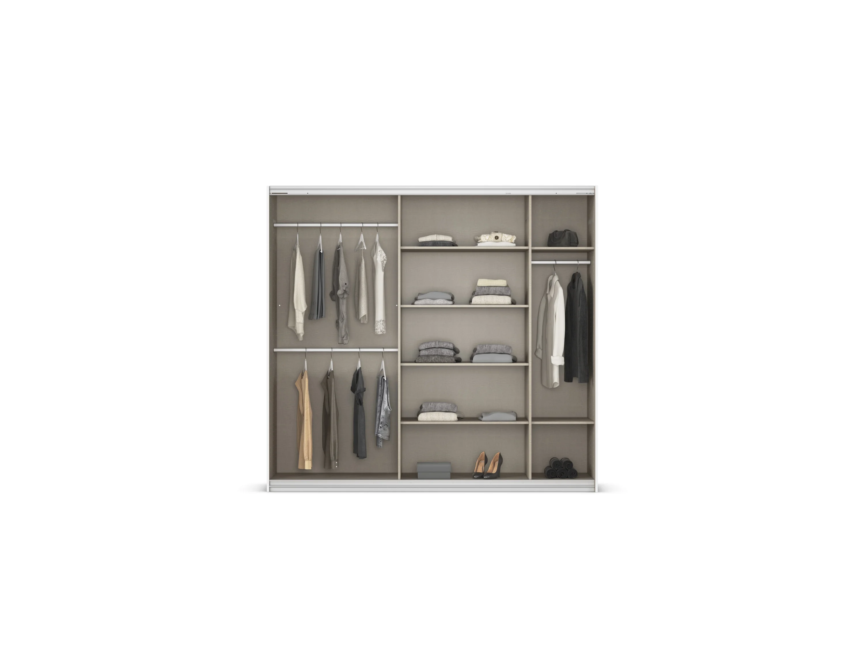 RAUCH ORANGE Quadra Schwebetürenschrank mit Spiegelelementen (Classic-Zubehör, Korpus Weiß, 226 x 210 cm) – Bild 4 von 4