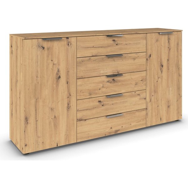 rauch Schubkastenkommode Flipp Schubladenkommode Wäscheschrank Schrank (Breite 160/180 cm mit 4 Einlegeböden), 2-türig mit 5 Schubladen und Soft-Close-Funktion 