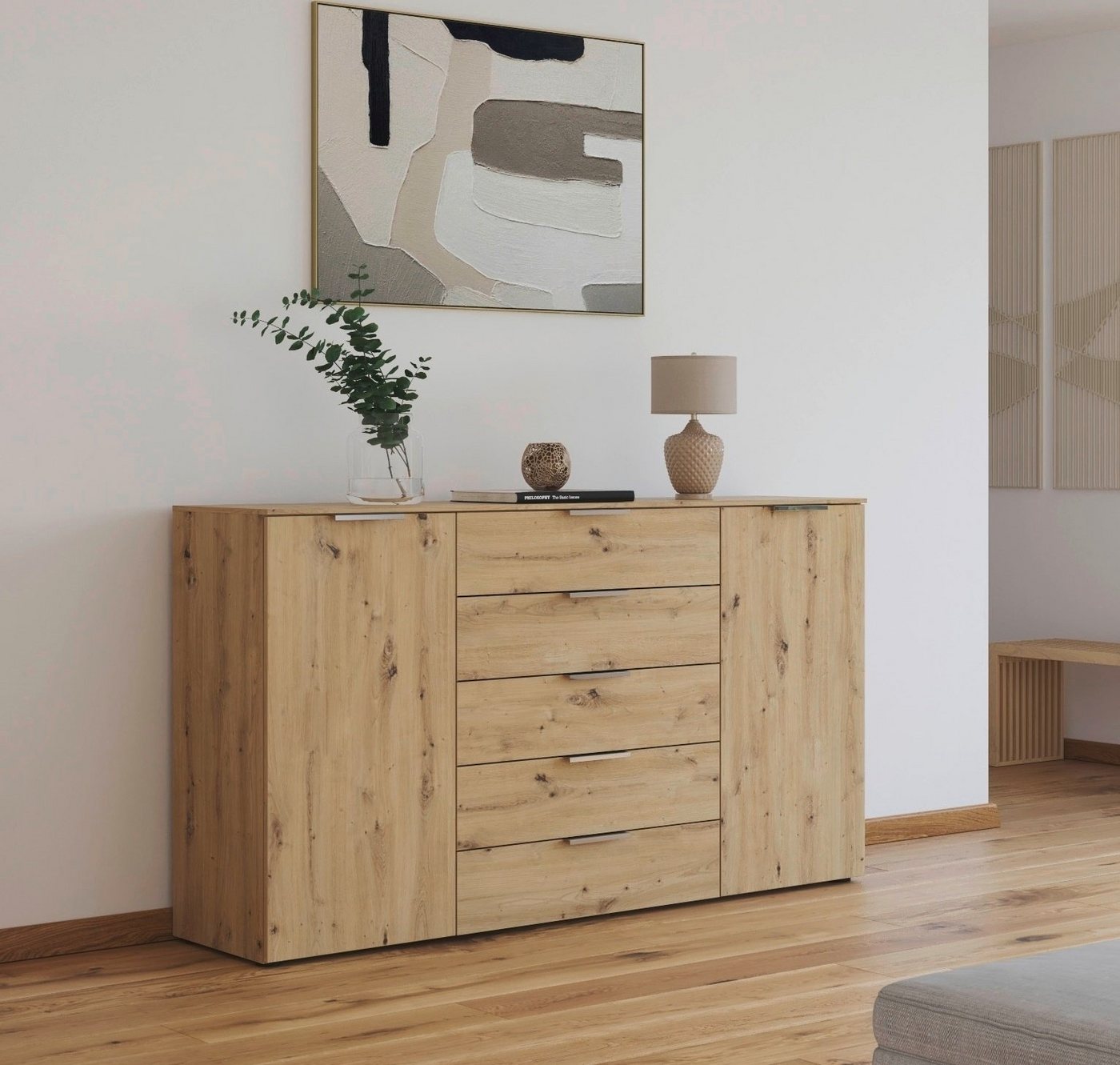 rauch Schubkastenkommode Flipp Schubladenkommode Wäscheschrank Schrank (Breite 160/180 cm mit 4 Einlegeböden), 2-türig mit 5 Schubladen und Soft-Close-Funktion  – Bild 2 von 5