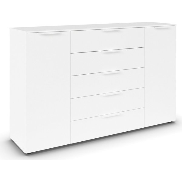 rauch Schubkastenkommode Flipp Schubladenkommode Wäscheschrank Schrank (Breite 160/180 cm mit 4 Einlegeböden), 2-türig mit 5 Schubladen und Soft-Close-Funktion 