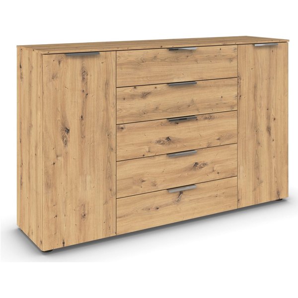 rauch Schubkastenkommode Flipp Schubladenkommode Wäscheschrank Schrank (Breite 160/180 cm mit 4 Einlegeböden), 2-türig mit 5 Schubladen und Soft-Close-Funktion 