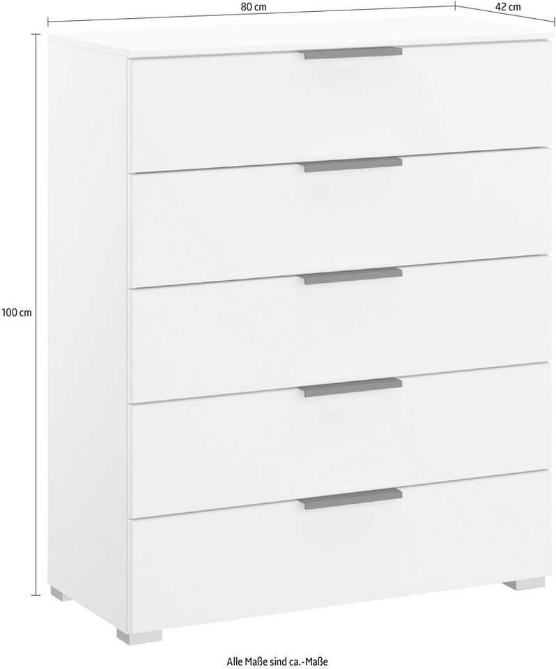 rauch Schubkastenkommode Kommode Sideboard Wäscheschrank Schrank SKAT MERIDIAN (inkl. SOFT-CLOSE-FUNKTION), mit 5 Schubladen mit Glasfront in elegantem Design M – Bild 5 von 5