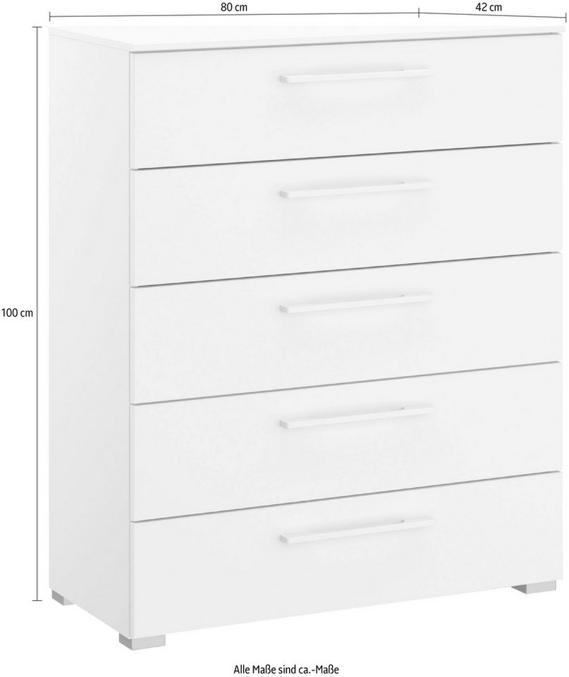 rauch Schubkastenkommode Kommode Sideboard Wäscheschrank Schrank SKAT PURE (inkl. SOFT-CLOSE-FUNKTION), mit 5 Schubladen in puristischem Design MADE IN GERMANY – Bild 5 von 5