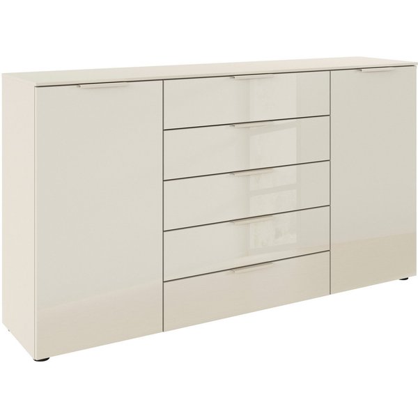 rauch Schubkastenkommode Kommode Türkommode Sideboard Kombikommode FLIPP mit Glasfront (Breite 160/180 cm mit 4 Einlegeböden), 2-trg mit 5 Schubladen und Soft-C
