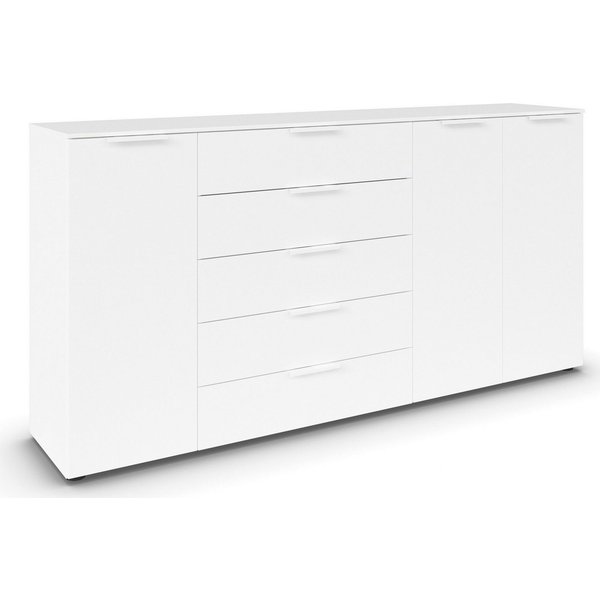 rauch Schubkastenkommode Kommode Türkommode Sideboard Kombikommode FLIPP (Breite 200 cm mit 4 Einlegeböden), 3-türig mit 5 Schubladen und Soft-Close-Funktion
