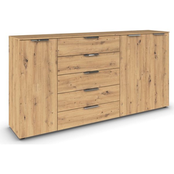 rauch Schubkastenkommode Kommode Türkommode Sideboard Kombikommode FLIPP (Breite 200 cm mit 4 Einlegeböden), 3-türig mit 5 Schubladen und Soft-Close-Funktion
