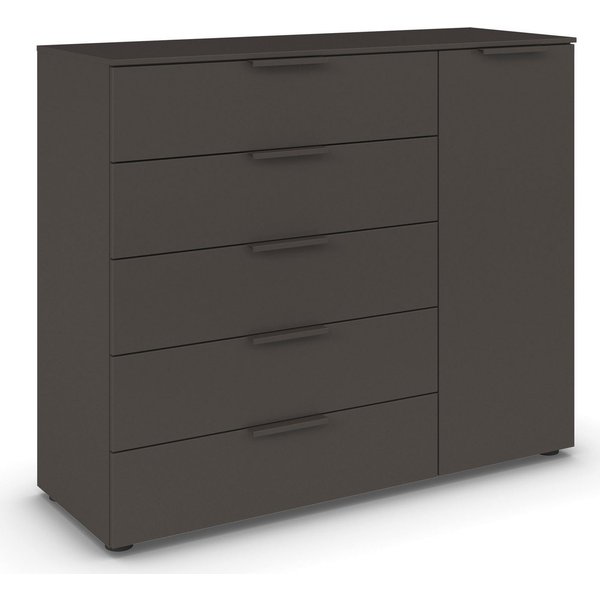 rauch Schubkastenkommode Kommode Türkommode Sideboard Kombikommode FLIPP (Breite 120 cm mit 2 Einlegeböden), 1-türig mit 5 Schubladen und Soft-Close-Funktion