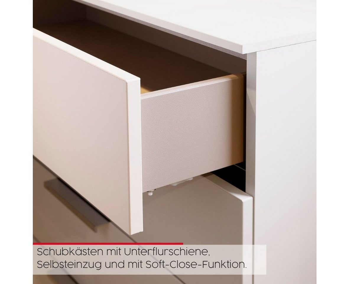 rauch Schubkastenkommode Kommode Türkommode Sideboard Kombikommode FLIPP (Breite 120 cm mit 2 Einlegeböden), 1-türig mit 5 Schubladen und Soft-Close-Funktion – Bild 5 von 5