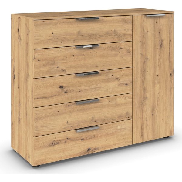 rauch Schubkastenkommode Kommode Türkommode Sideboard Kombikommode FLIPP (Breite 120 cm mit 2 Einlegeböden), 1-türig mit 5 Schubladen und Soft-Close-Funktion