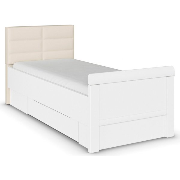 rauch Stauraumbett Bett Einzelbett Stollenbett Bettkästen EVELYN, in Komforthöhe mit Polsterkopfteil sowie Schubladen MADE IN GERMANY