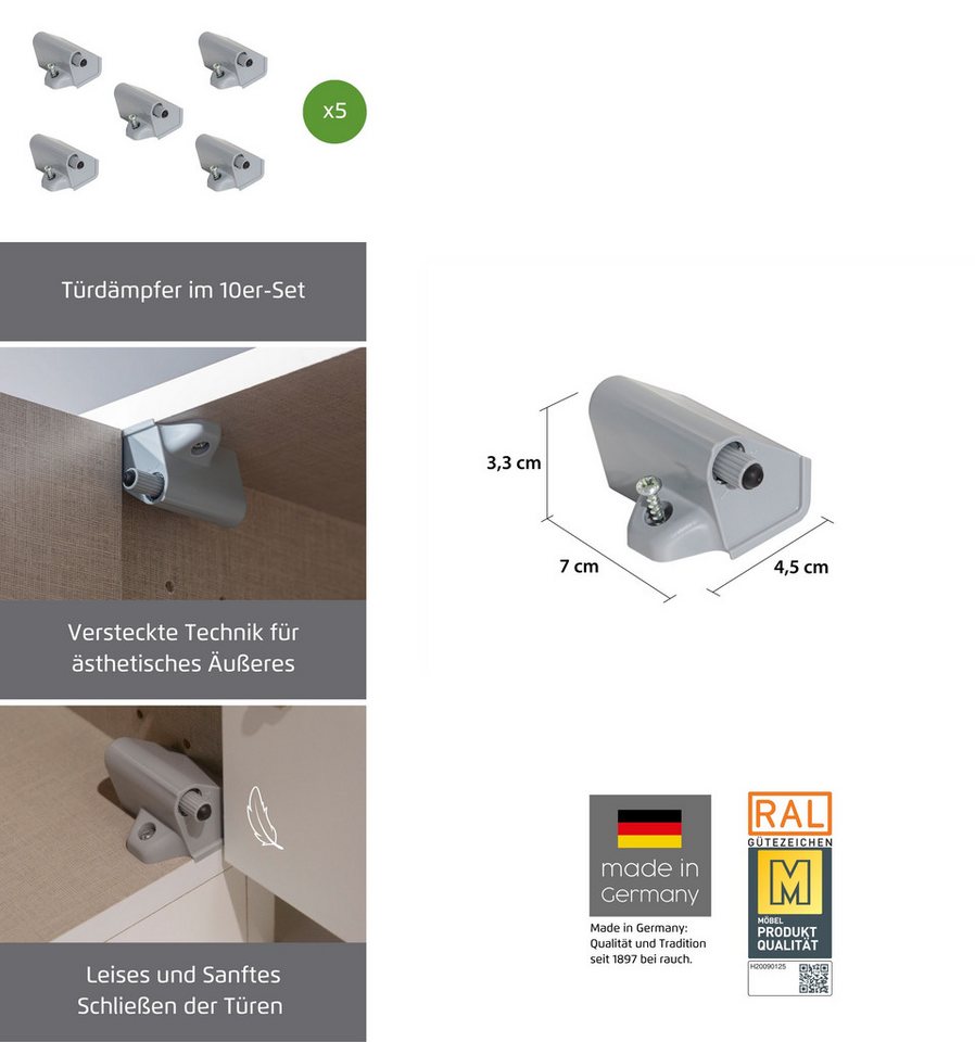 rauch Türdämpfer Zubehör (Set, 5 St), Soft Close Dämpfer für Drehtürenschränke, 5er Set – Bild 3 von 5
