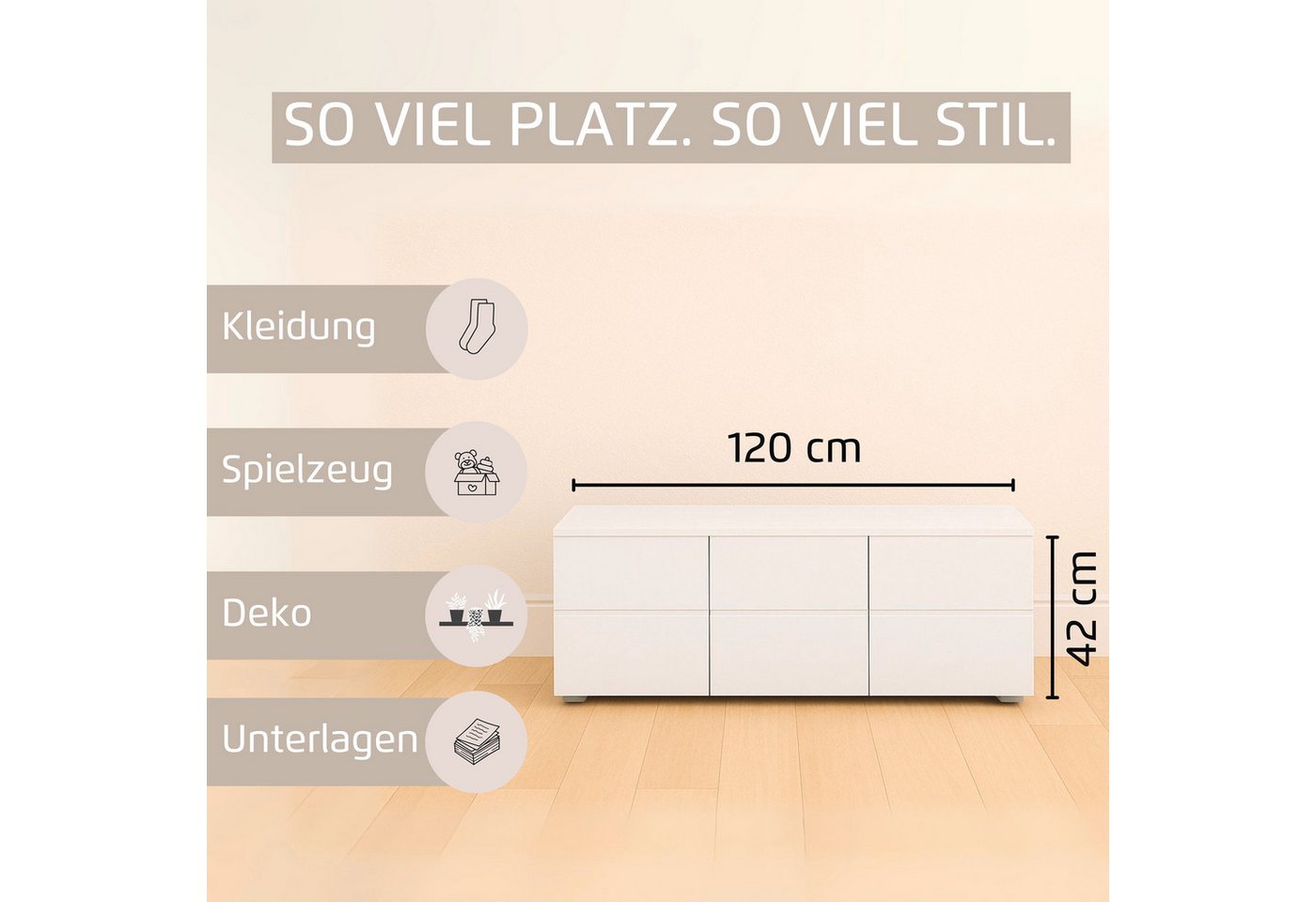 rauch TV-Board Joel (Breite 80 oder 120 cm), praktische und geräumige Schubladen MADE IN GERMANY – Bild 4 von 5