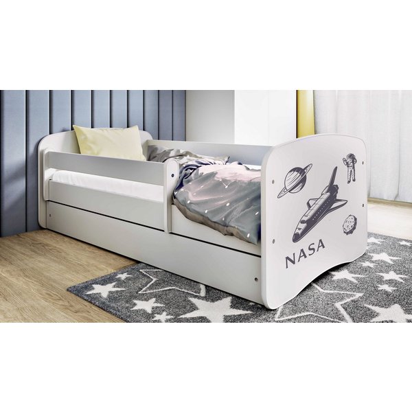 Raumhirsch Furniture Kinderbett 70x140, 80x160, 80x180 cm - Komplettset mit Matratze & Schublade (Bett für Jungs, Einzelbett für Kinder 2–12 Jahre mit Rausfalls