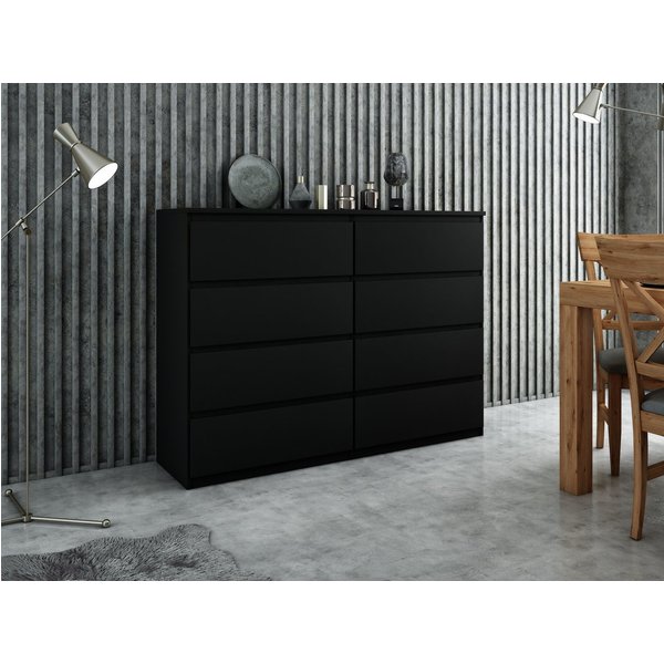 Raumhirsch Furniture Kommode, Sideboard, Kommode für das Schlafzimmer - Wohnzimmer (Maße: 138,5 × 39 × 101,5 cm, 8 Schubladen, Rollenschienen), viele Farbvarian