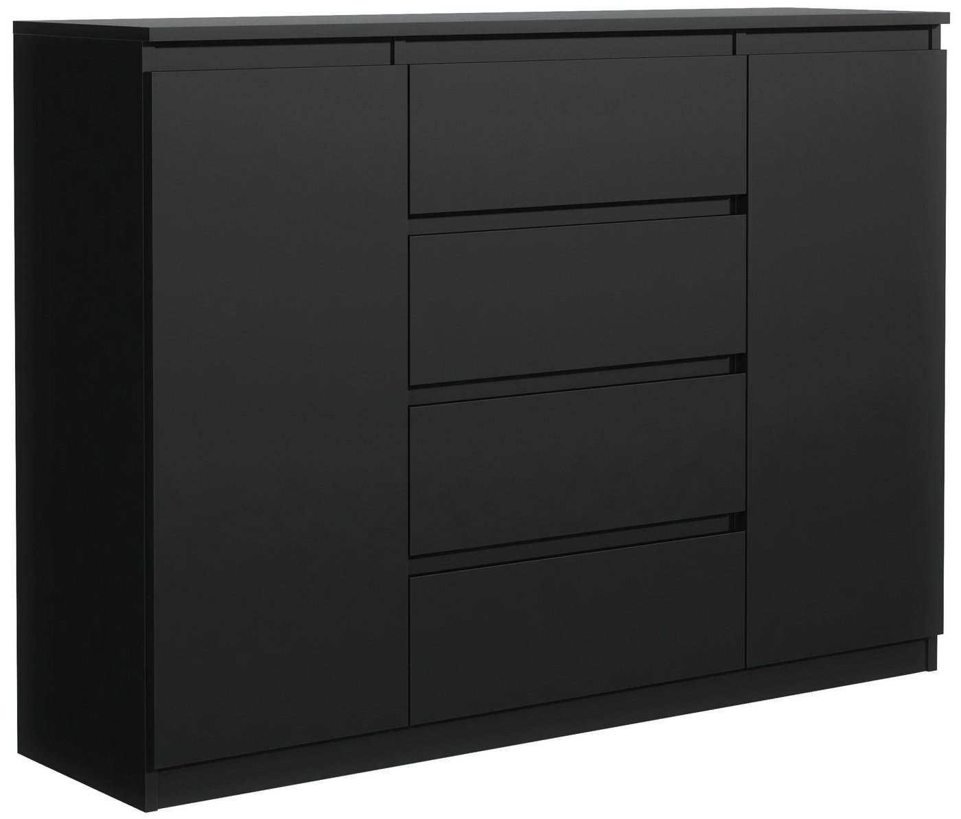 Raumhirsch Furniture Kommode, Sideboard, Kommode für das Schlafzimmer - Wohnzimmer (Maße: 138,5 × 39 × 101,5 cm, 2 Türen, 4 Schubladen, Rollenschienen), viele F – Bild 2 von 5