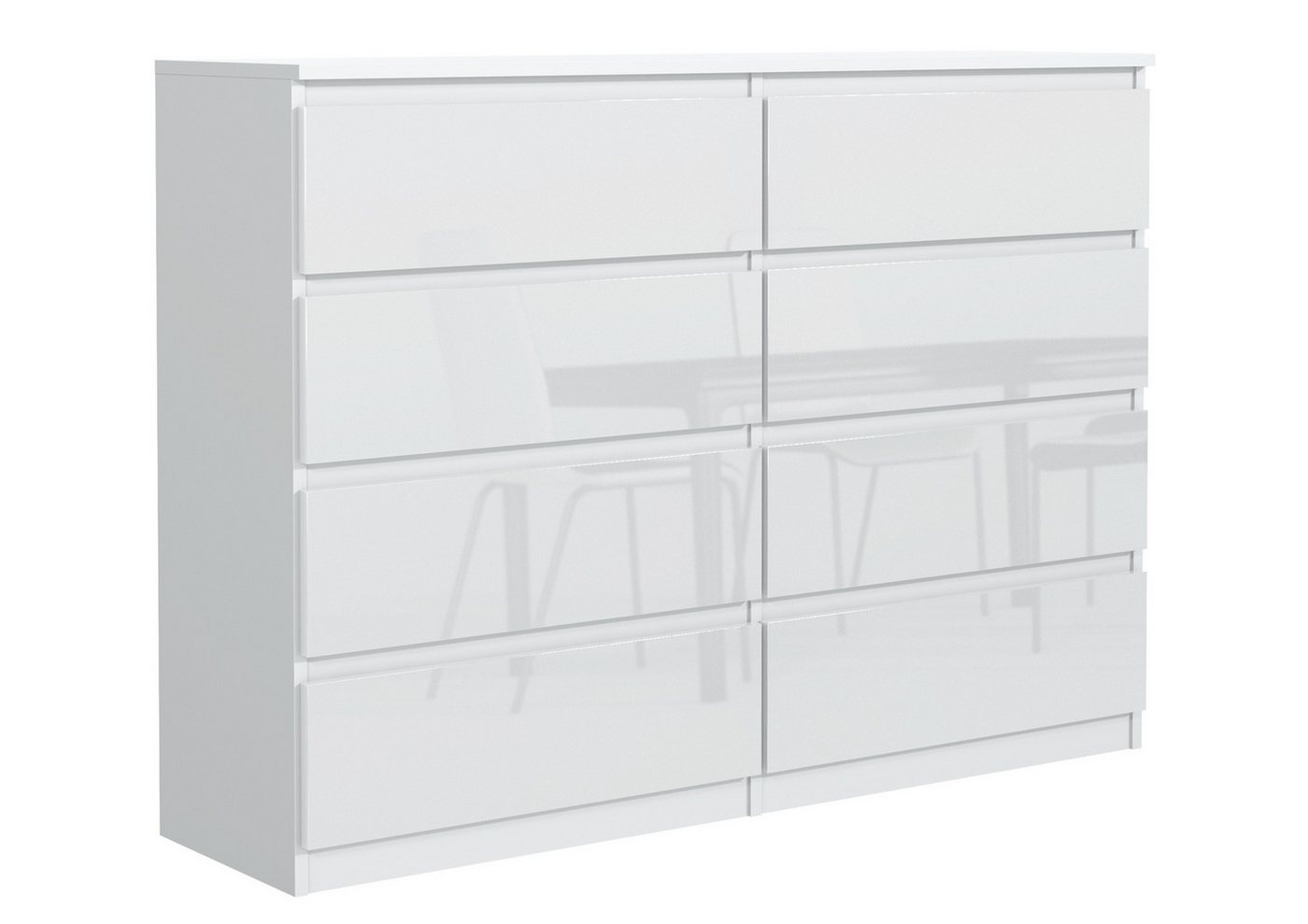 Raumhirsch Furniture Kommode, Sideboard, Kommode für das Schlafzimmer - Wohnzimmer (Maße: 120 × 39 × 101,5 cm, 8 Schubladen, Rollenschienen), viele Farbvariante – Bild 2 von 5