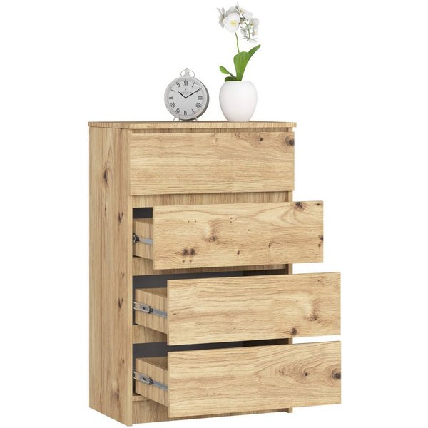 Raumhirsch Furniture Kommode mit 4 Schubladen Sideboard 60 cm Schrank Anrichte Wohnschrank, (viele Farbvarianten - Maße : 99 x 60 x 40 cm) - Hochwertig & stabil