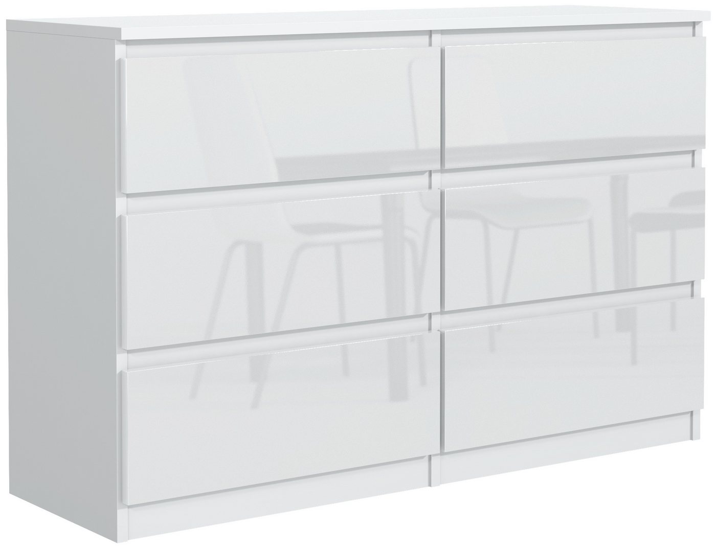 Raumhirsch Furniture Kommode, Sideboard, Kommode für das Schlafzimmer - Wohnzimmer (Maße: 138,5 × 39 × 78,5 cm, 6 Schubladen, Rollenschienen), viele Farbvariant – Bild 2 von 5