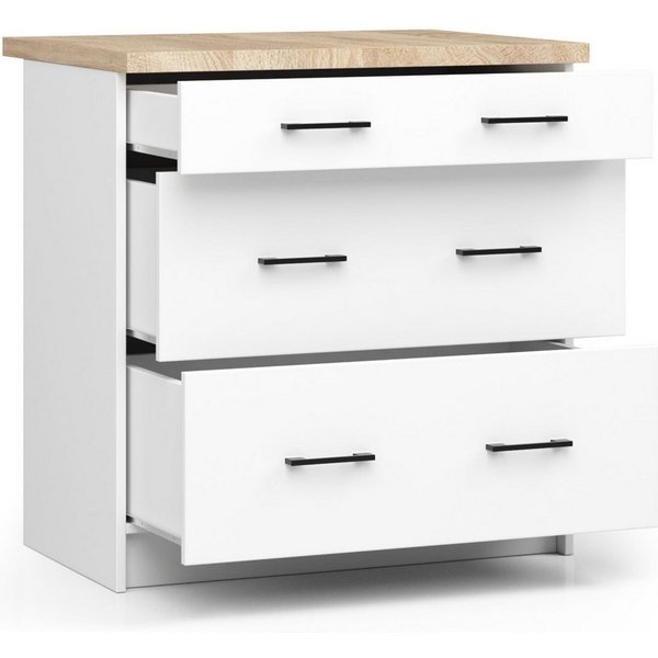 Raumhirsch Furniture Unterschrank Moderner Küchenunterschrank 3 Schubladen Küchenmodul mit Arbeitsplatte (viele Farbvarianten, Maße 60 x 80 x 46 cm) - Hochwerti