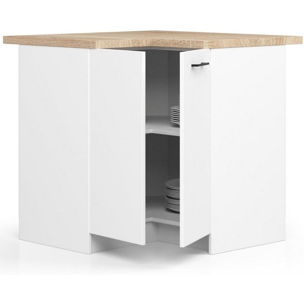 Raumhirsch Furniture Unterschrank Moderner Küchenunterschrank - Platzsparender Eckschrank - Küchenmodul (viele Farbvarianten - Maße 90 - 85 - 46 cm) 2 Türen, mo