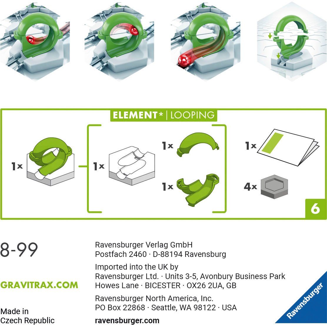 Ravensburger Kugelbahn-Bausatz GraviTrax Element Looping, Made in Europe – Bild 5 von 5