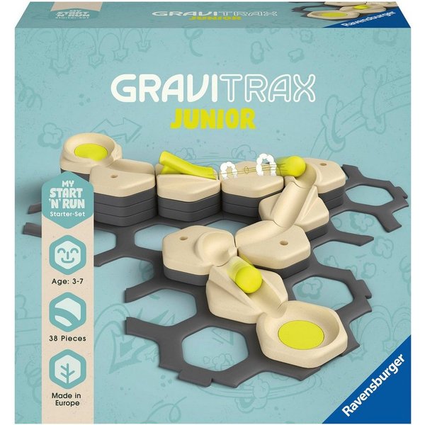 Ravensburger Kugelbahn-Bausatz GraviTrax Junior Starter-Set S Start and Run, Made in Europe