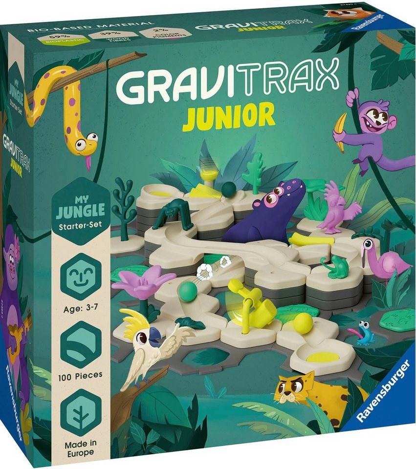 Ravensburger Kugelbahn-Bausatz GraviTrax Junior Starter-Set Jungle, Made in Europe – Bild 3 von 4