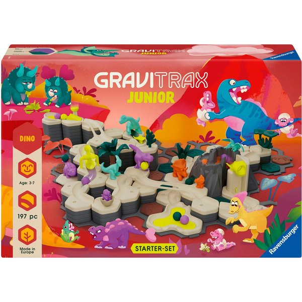 Ravensburger Kugelbahn-Bausatz GraviTrax Junior Starter-Set XXL Dino, Made in Europe